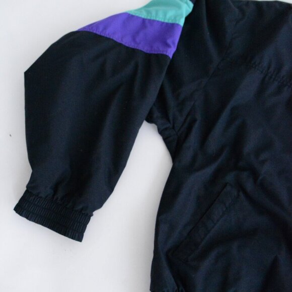 Vintage 90S Halloway Black Teal Zip Up Windbreaker Nautical Jacket XL - Picture 9 of 9